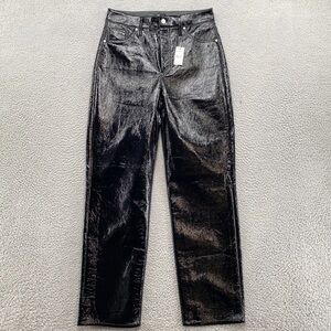 NWT EXPRESS Super High Waisted Faux Patent Leather Modern Straight Pant